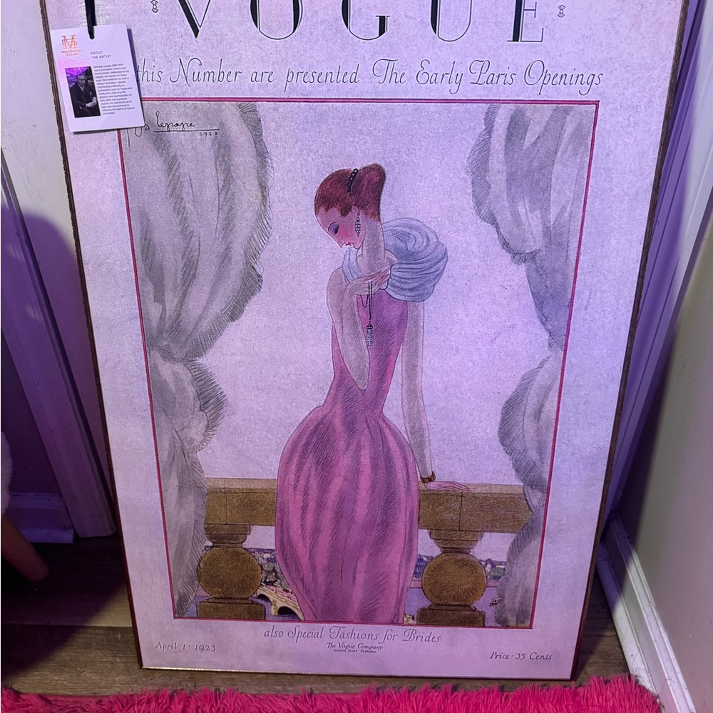 Vintage Vogue Poster with Pink Dress